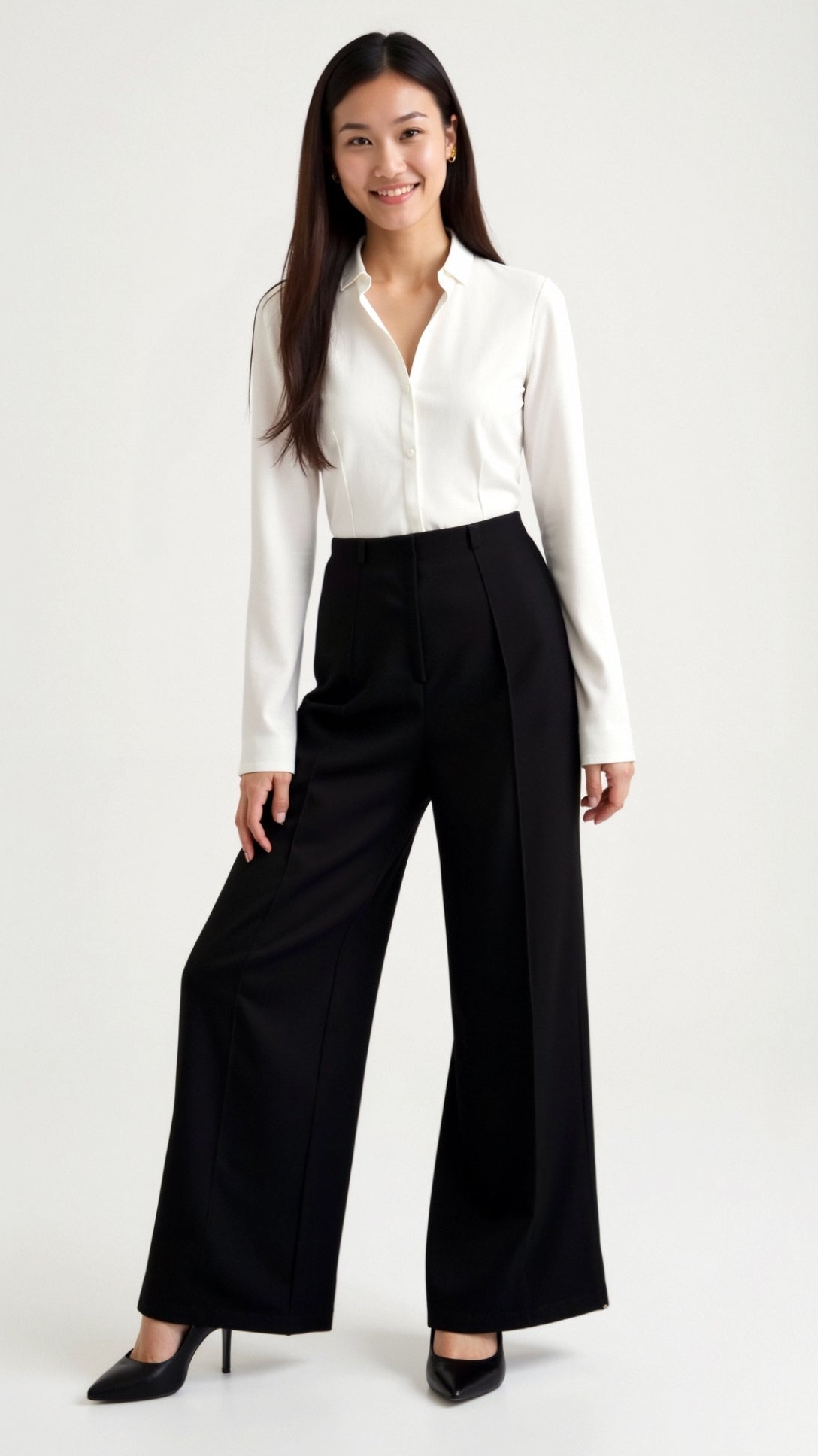 Brooke White Mid-Waist Loose Fit Trousers for a Stylish and Comfortable Look
