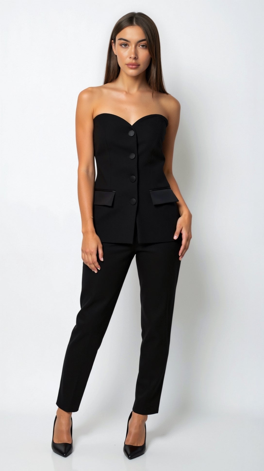 Fiona Elegant Strapless Blazer Top for a Sleek and Stylish Look
