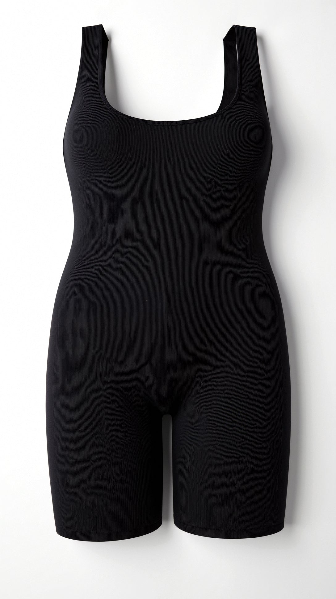 Square-cord body with scoop neck and integrated panties for a comfortable and stylish look