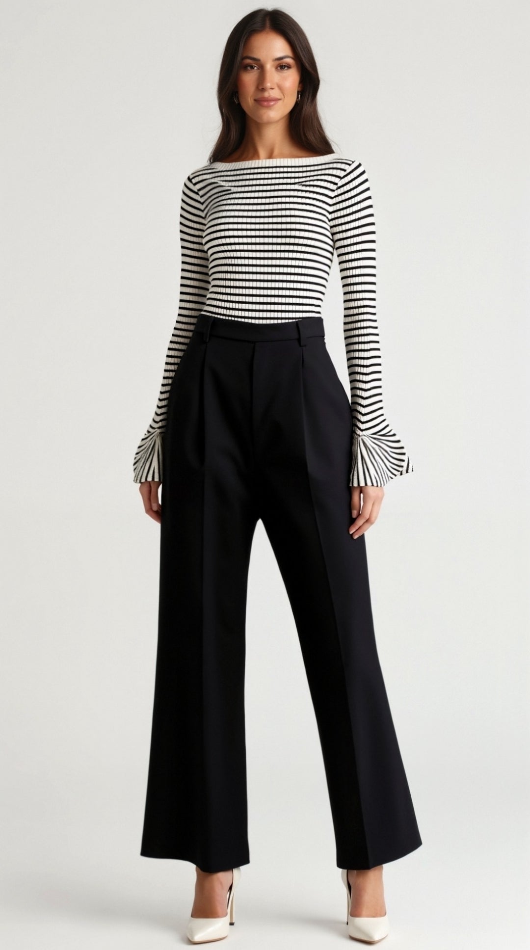 Anna Striped Ruffle Sleeve Top