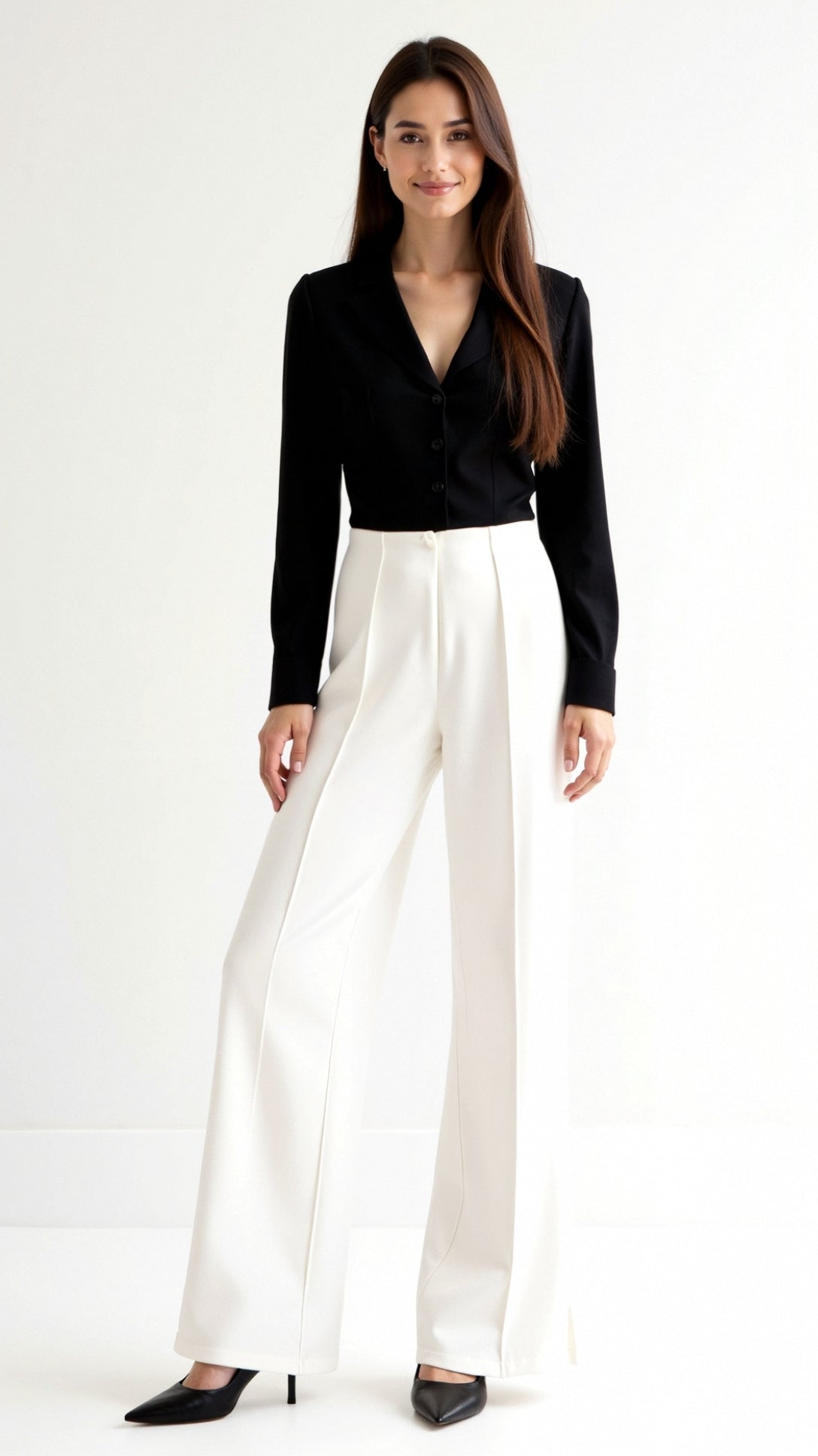 Brooke White Mid-Waist Loose Fit Trousers for a Stylish and Comfortable Look