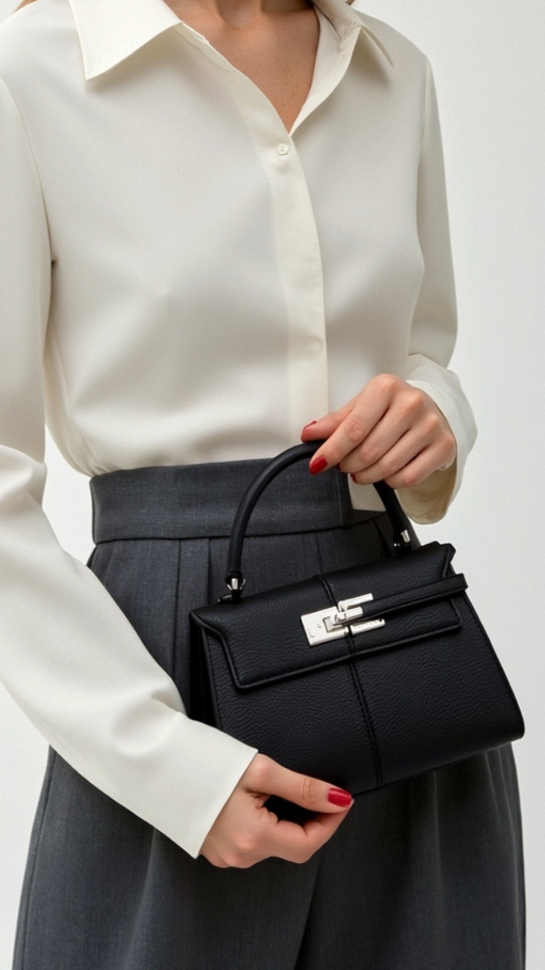 Claudia Handbag with Elegant Ribbed Handle