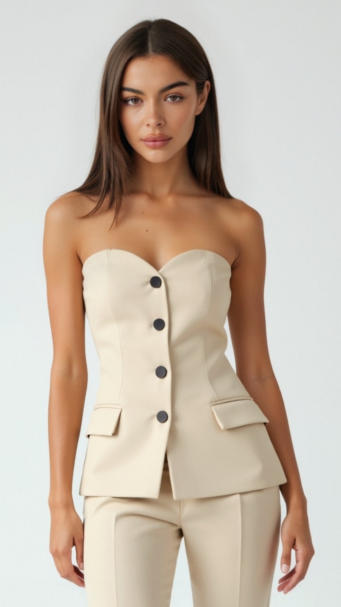 Fiona Elegant Strapless Blazer Top for a Sleek and Stylish Look