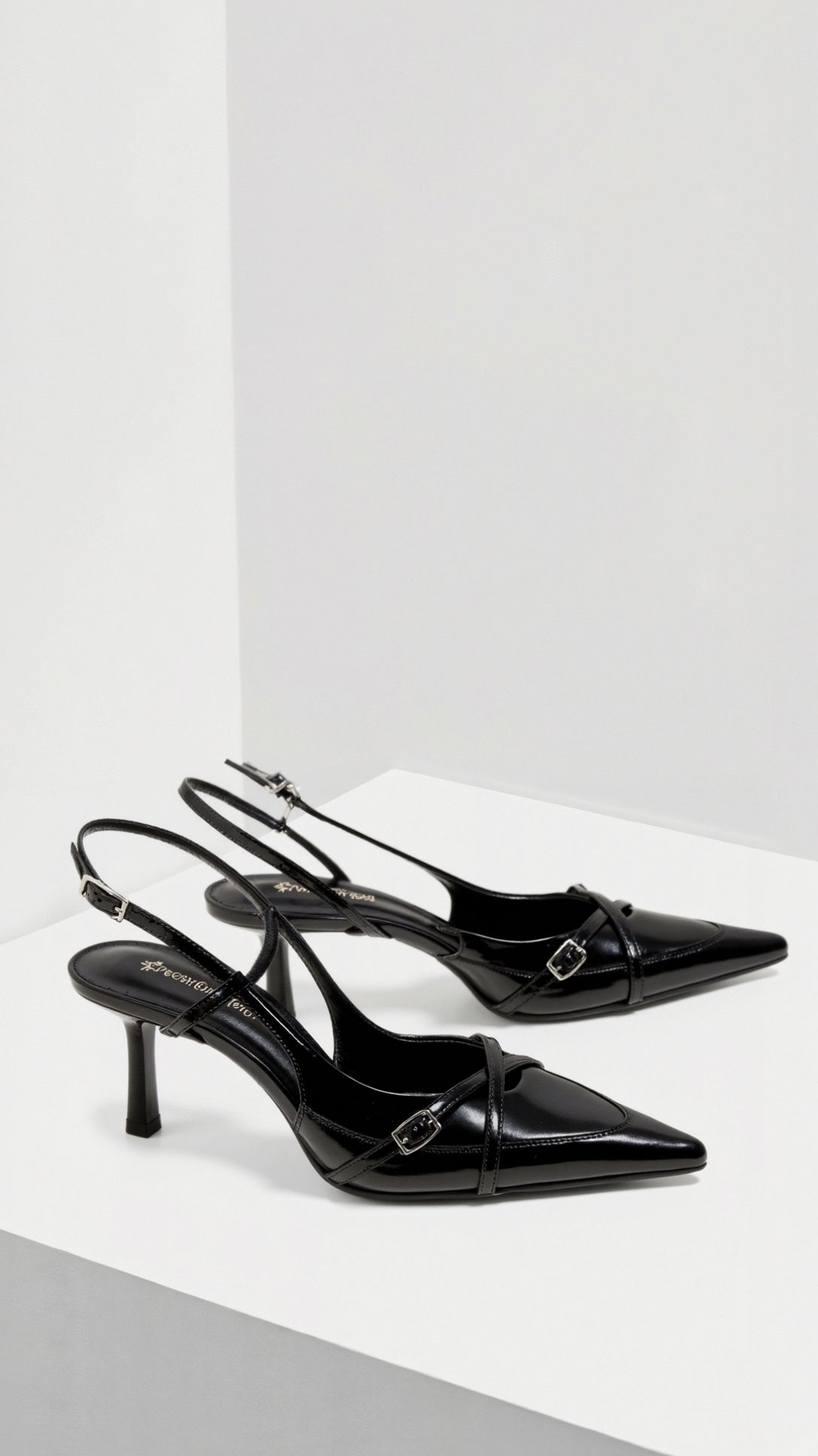 Samantha Buckle Slingback Elegant Court Shoes
